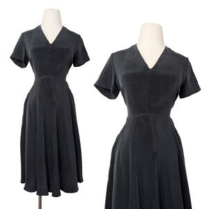 8 by Yoox Silk Mini Dress Short Sleeve Fit Flare V-neck